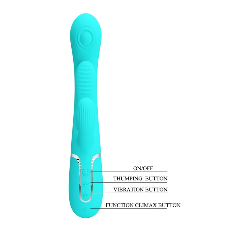 PRETTYLOVE - SHANIA VIBRADOR CON LENGUA Y THUMPING TURQUESA