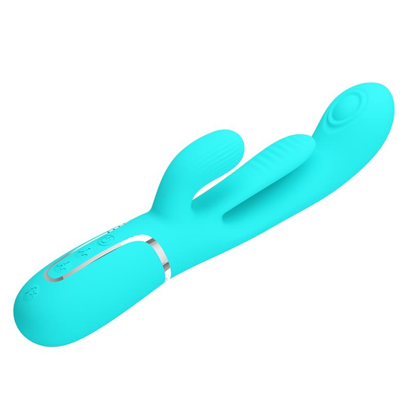 PRETTYLOVE - SHANIA VIBRADOR CON LENGUA Y THUMPING TURQUESA