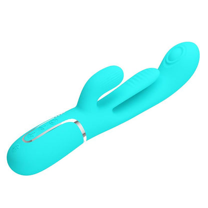 PRETTYLOVE - SHANIA VIBRADOR CON LENGUA Y THUMPING TURQUESA