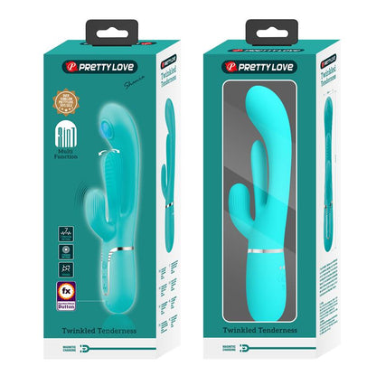 PRETTYLOVE - SHANIA VIBRADOR CON LENGUA Y THUMPING TURQUESA