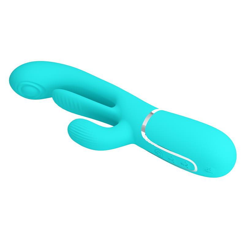 PRETTYLOVE - SHANIA VIBRADOR CON LENGUA Y THUMPING TURQUESA