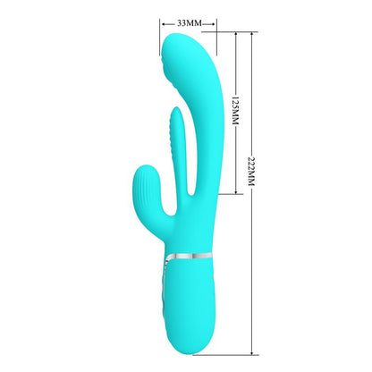 PRETTYLOVE - SHANIA VIBRADOR CON LENGUA Y THUMPING TURQUESA