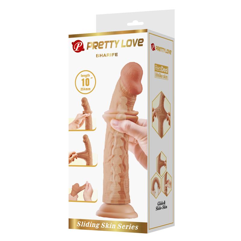 PRETTYLOVE - SHARIFE DILDO CON PIEL DESLIZANTE-RETRACTIL 25 CM