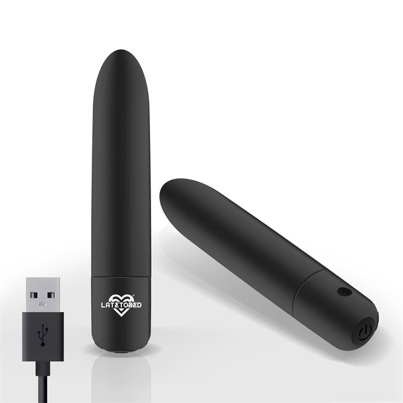 LATETOBED - SHOTY BALA VIBRADORA USB 10 VELOCIDADES POTENTE MOTOR NEGRO