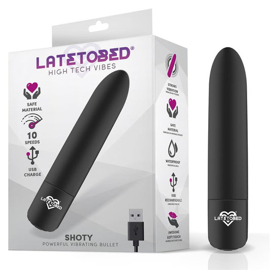 LATETOBED - SHOTY BALA VIBRADORA USB 10 VELOCIDADES POTENTE MOTOR NEGRO