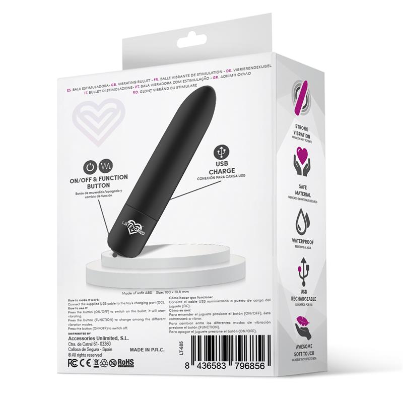 LATETOBED - SHOTY BALA VIBRADORA USB 10 VELOCIDADES POTENTE MOTOR NEGRO