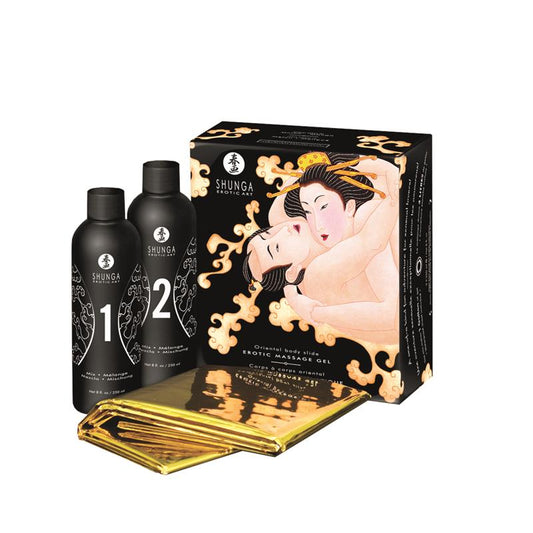 SHUNGA - KIT DE GEL DE MASAJE AROMA A MELÓN Y MANGO