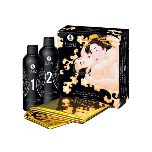 SHUNGA - KIT DE GEL DE MASAJE AROMA A VINO ESPUMOSO