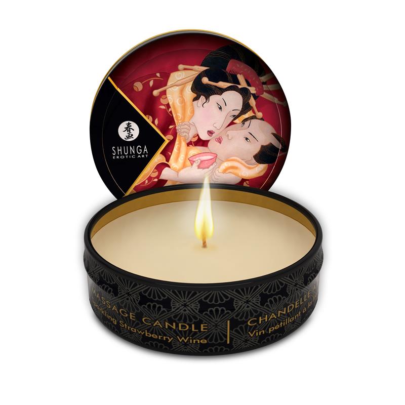 SHUNGA - MINI VELA DE MASAJE VINO DE FRESA