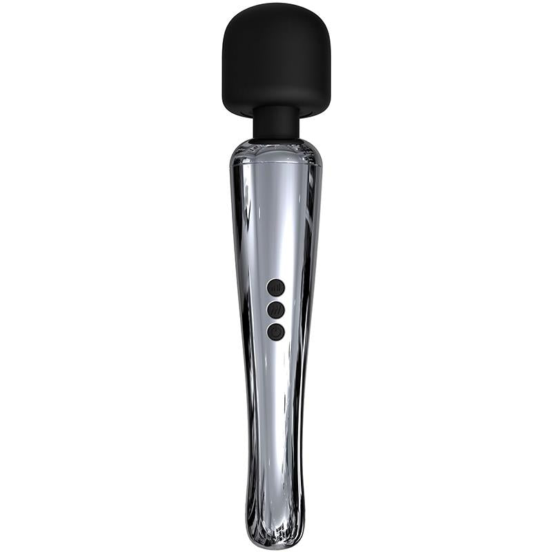 ACTION - SILVERY WAND MASAJEADOR HIGH-TECH SÚPER POTENTE INALÁMBRICO USB COLOR CROMO SILICONA