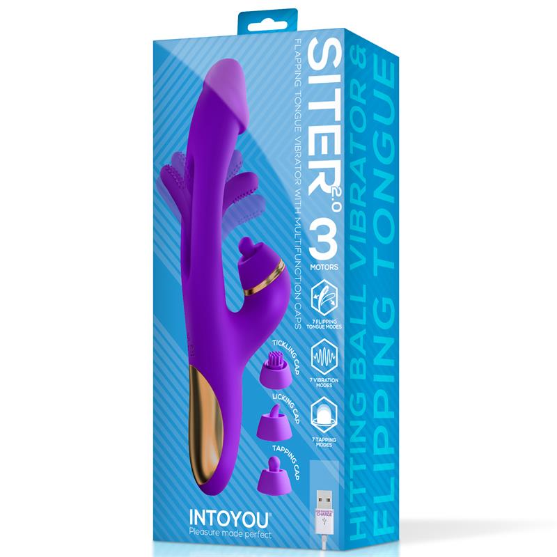 INTOYOU - SITER 2.0 VIBRADOR CON LENGUA FLAPPING, GOLPETEO Y CABEZALES INTERCAMBIABLES