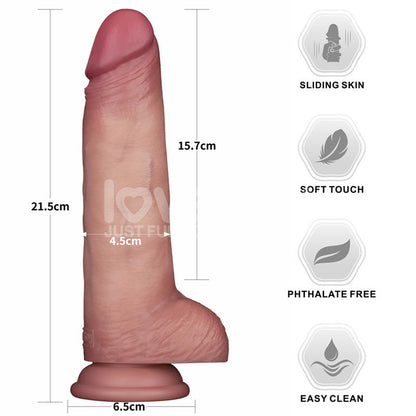 LOVETOY - SLIDING PRO II DILDO PIEL DESLIZANTE-RETRACTIL DUAL-LAYER 8.5