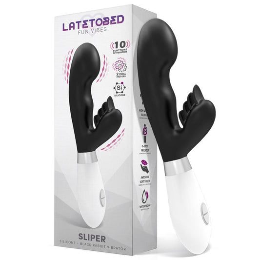 LATETOBED - SLIPER VIBRADOR CONEJITO SILICONA NEGRO