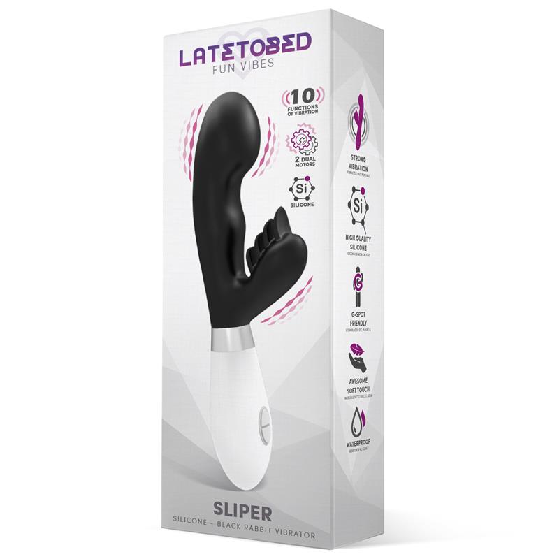 LATETOBED - SLIPER VIBRADOR CONEJITO SILICONA NEGRO
