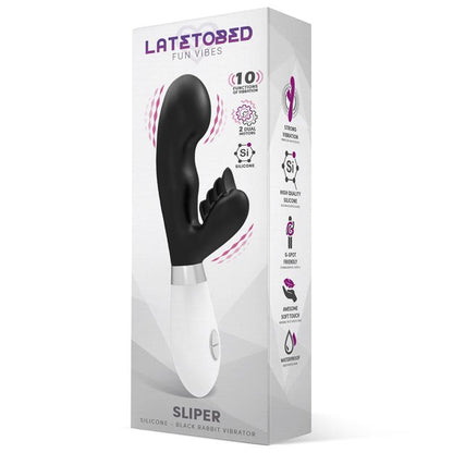 LATETOBED - SLIPER VIBRADOR CONEJITO SILICONA NEGRO