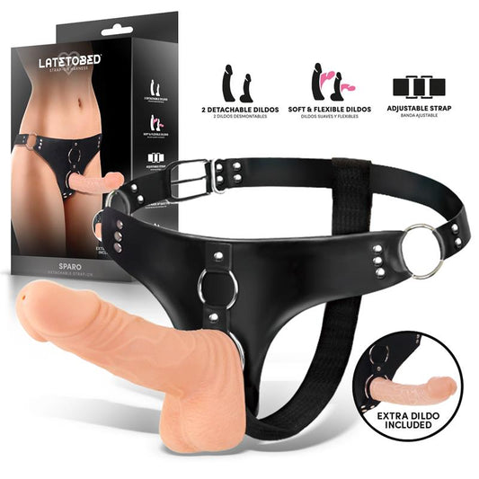 HARNESS COLLECTION LATETOBED - SPARO ARNÉS CON 2 DILDOS REALISTAS DESMONTABLES
