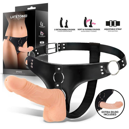 HARNESS COLLECTION LATETOBED - SPARO ARNÉS CON 2 DILDOS REALISTAS DESMONTABLES