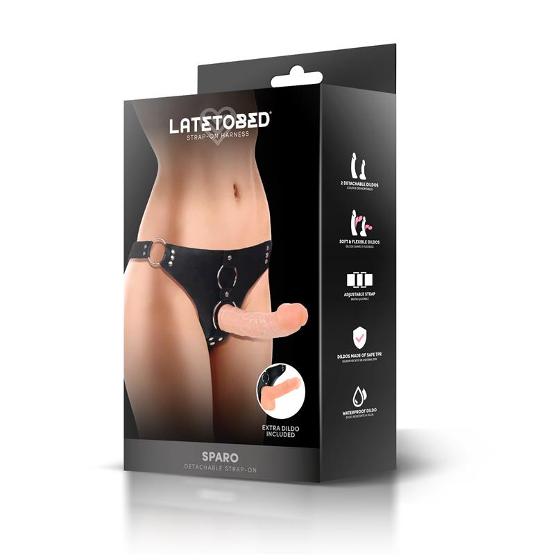 HARNESS COLLECTION LATETOBED - SPARO ARNÉS CON 2 DILDOS REALISTAS DESMONTABLES