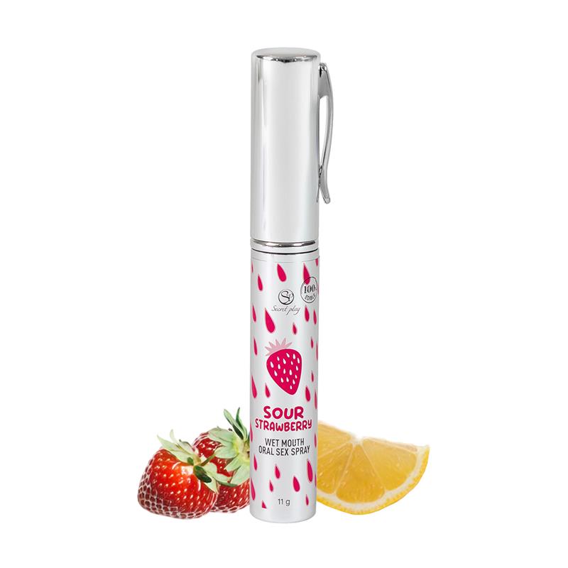SECRET PLAY - SPRAY SEXO ORAL WET MOUTH FRESA ÁCIDA 11 GR