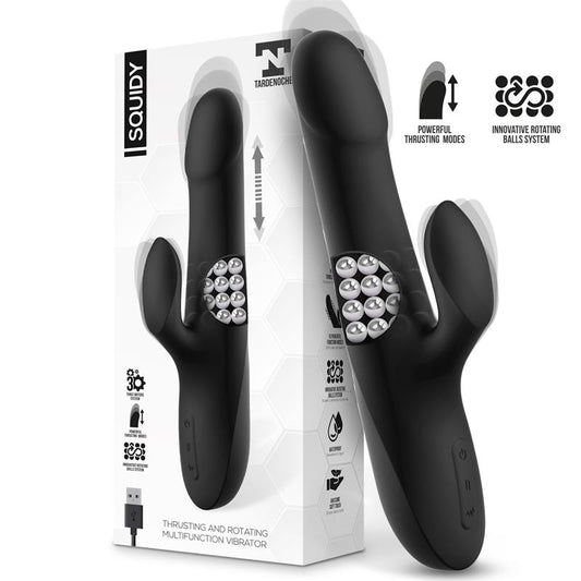 TARDENOCHE - SQUIDY VIBRADOR FUNCIÓN DE MOVIMIENTO UP AND DOWN Y BOLAS ROTADORAS USB SILICONA