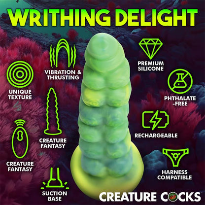 CREATURE COCKS - SQUIRMER DILDO CON THRUSTING Y VIBRACIÓN CONTROL REMOTO SILICONA