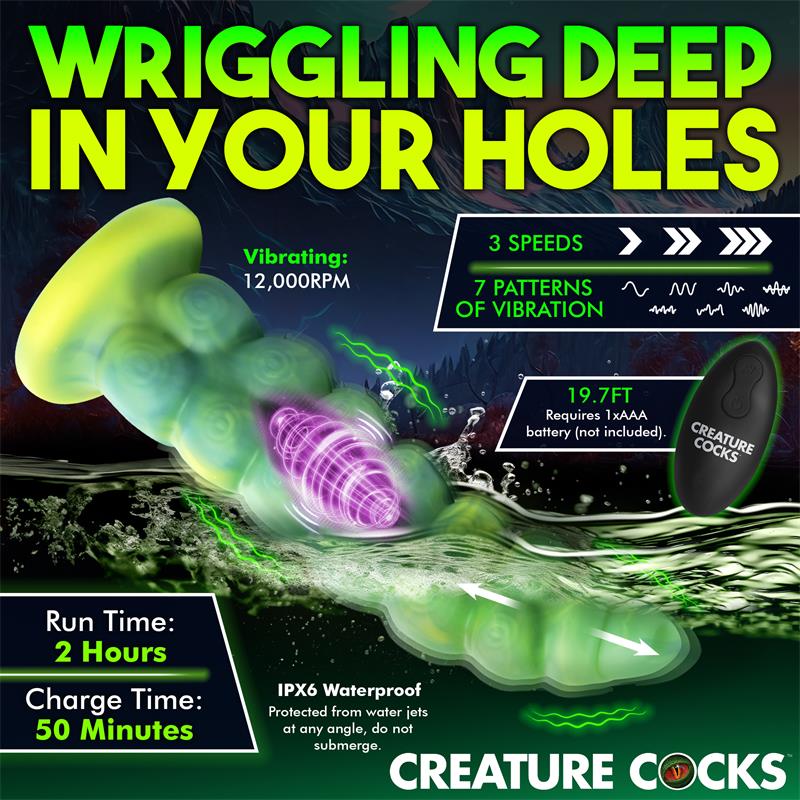 CREATURE COCKS - SQUIRMER DILDO CON THRUSTING Y VIBRACIÓN CONTROL REMOTO SILICONA