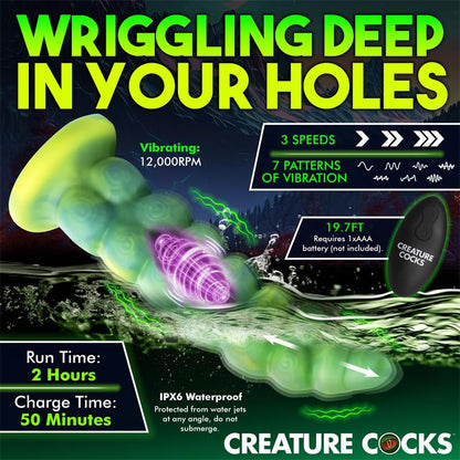 CREATURE COCKS - SQUIRMER DILDO CON THRUSTING Y VIBRACIÓN CONTROL REMOTO SILICONA
