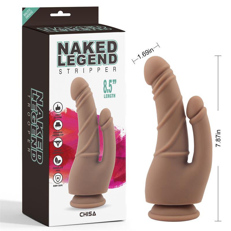 CHISA - STRIPPER DILDO SILICONA LÍQUIDA 8.5 - 21.5CM MARRÓN