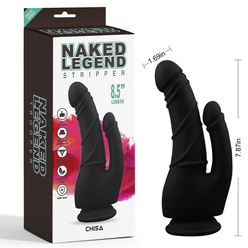 CHISA - STRIPPER DILDO SILICONA LÍQUIDA 8.5 - 21.5CM NEGRO