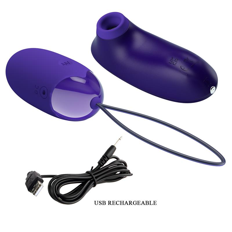 PRETTYLOVE - SUCCIONADOR DE CLÍTORIS Y HUEVO VIBRADOR