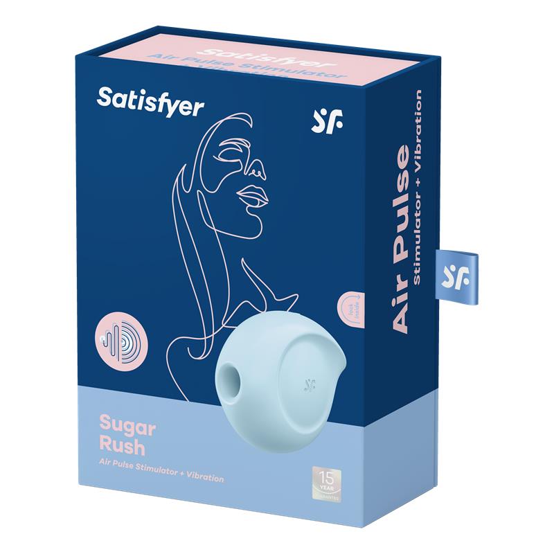 SATISFYER - SUGAR RUSH SUCCIONADOR DE CLÍTORIS Y VIBRACIÓN AZUL