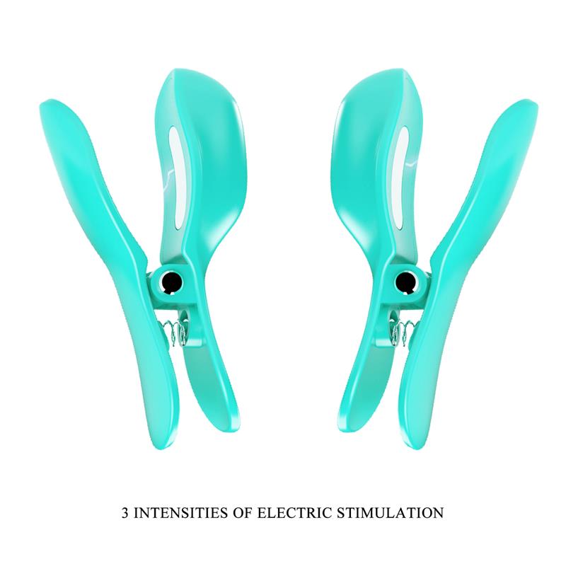 PRETTYLOVE - SURPRISE BOX HUEVO VIBRADOR Y PINZAS PARA PEZONES CON ELECTRO ESTIMULACIÓN AZUL