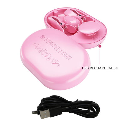 PRETTYLOVE - SURPRISE BOX HUEVO VIBRADOR Y PINZAS PARA PEZONES CON ELECTRO ESTIMULACIÓN ROSA