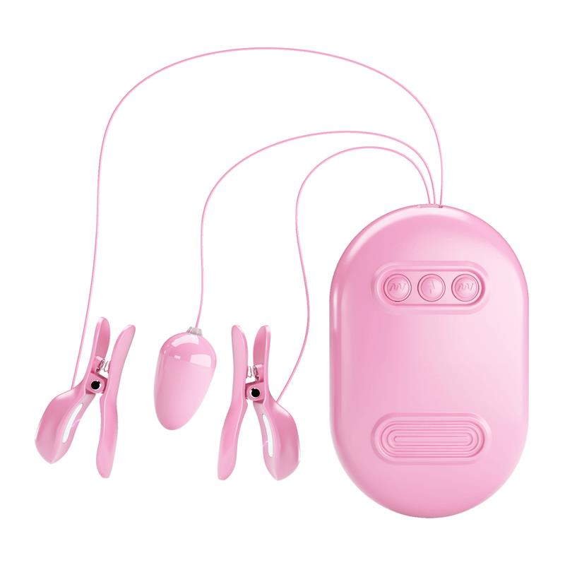 PRETTYLOVE - SURPRISE BOX HUEVO VIBRADOR Y PINZAS PARA PEZONES CON ELECTRO ESTIMULACIÓN ROSA