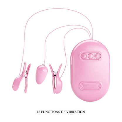 PRETTYLOVE - SURPRISE BOX HUEVO VIBRADOR Y PINZAS PARA PEZONES CON ELECTRO ESTIMULACIÓN ROSA