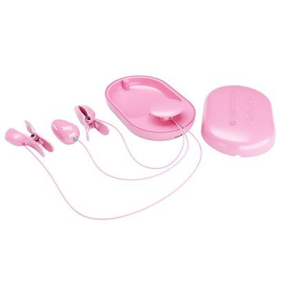 PRETTYLOVE - SURPRISE BOX HUEVO VIBRADOR Y PINZAS PARA PEZONES CON ELECTRO ESTIMULACIÓN ROSA