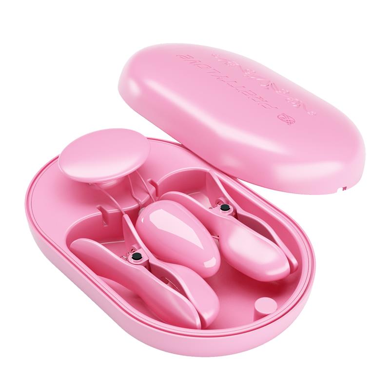 PRETTYLOVE - SURPRISE BOX HUEVO VIBRADOR Y PINZAS PARA PEZONES CON ELECTRO ESTIMULACIÓN ROSA