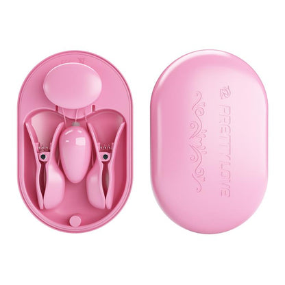 PRETTYLOVE - SURPRISE BOX HUEVO VIBRADOR Y PINZAS PARA PEZONES CON ELECTRO ESTIMULACIÓN ROSA