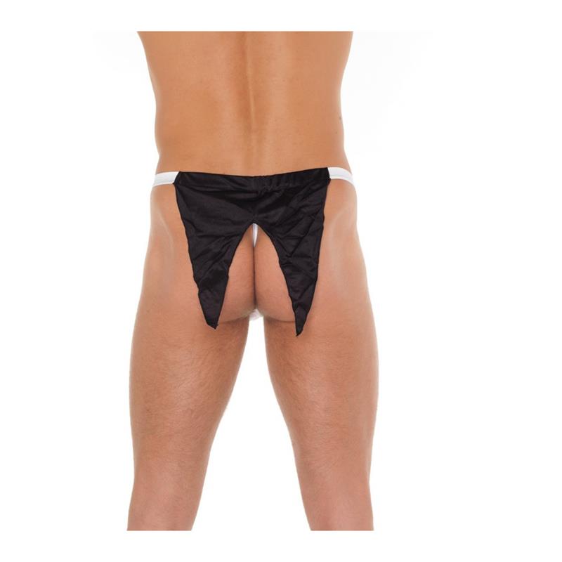 AMORABLE - TANGA BLACO Y NEGRO TALLA ÚNICA
