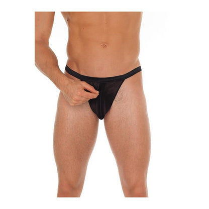 AMORABLE - TANGA CON CREMALLERA NEGRO TALLA ÚNICA