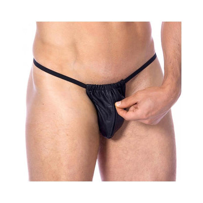BONDAGE PLAY - TANGA DE CUERO AJUSTABLE TALLA ÚNICA