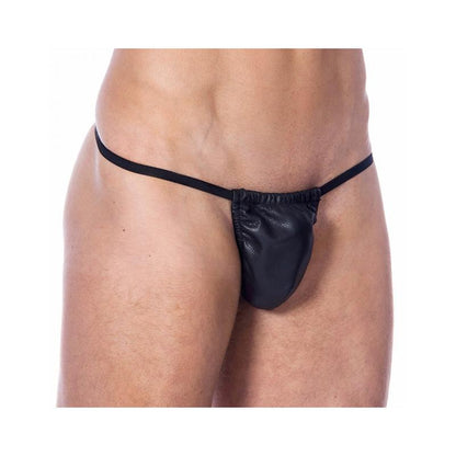 BONDAGE PLAY - TANGA DE CUERO ELÁSTICO TALLA ÚNICA