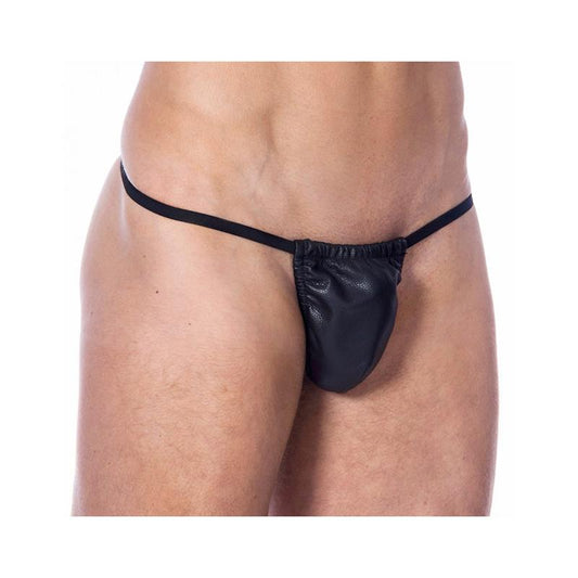 BONDAGE PLAY - TANGA DE CUERO ELÁSTICO TALLA ÚNICA