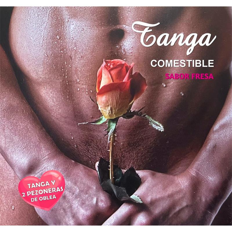 HOT FLOWERS - TANGA DE OBLEA Y 2 PEZONERAS SABOR FRESA CHICO