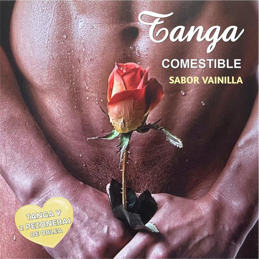 HOT FLOWERS - TANGA DE OBLEA Y 2 PEZONERAS SABOR VAINILLA CHICO