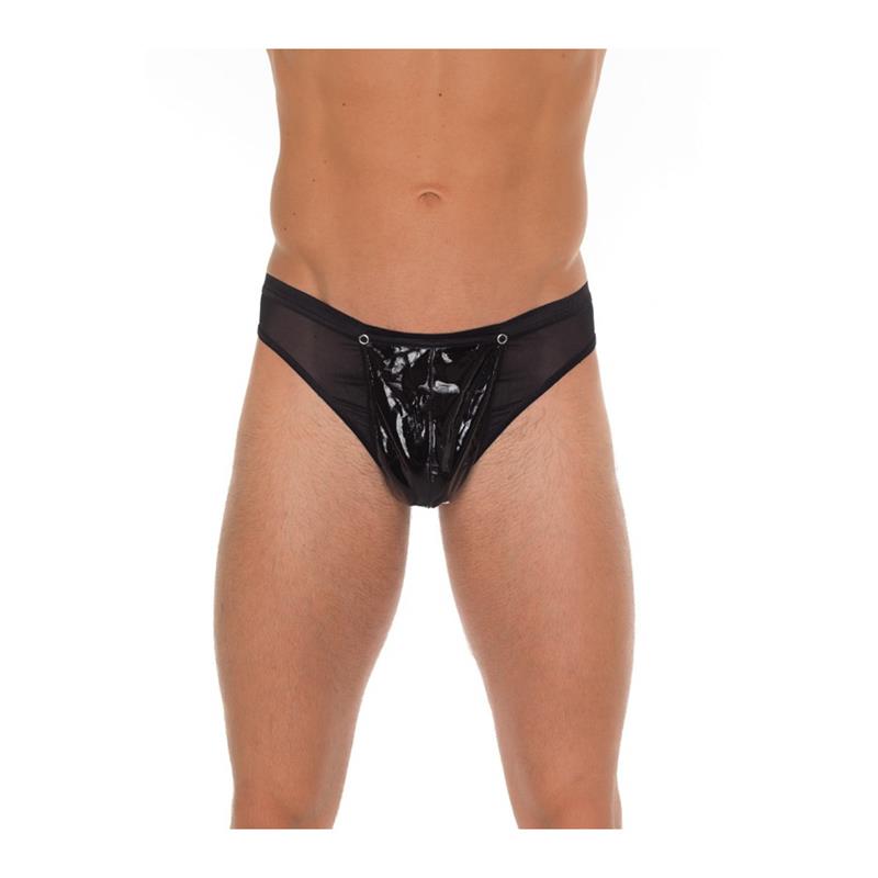 AMORABLE - TANGA DE PVC NEGRO TALLA ÚNICA