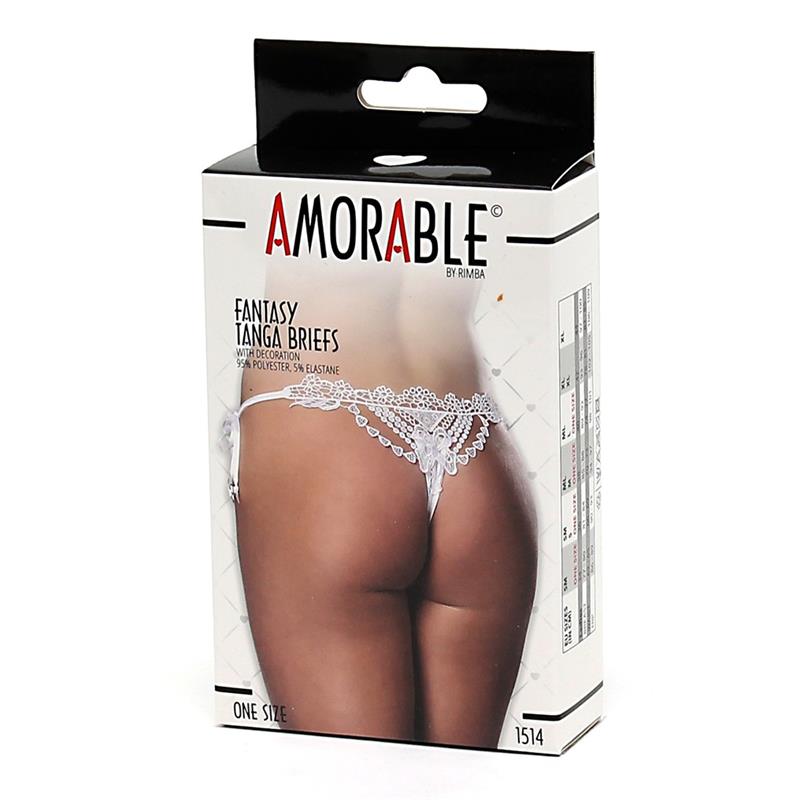 AMORABLE - TANGA FANTASÍA BLANCO TALLA UNICA