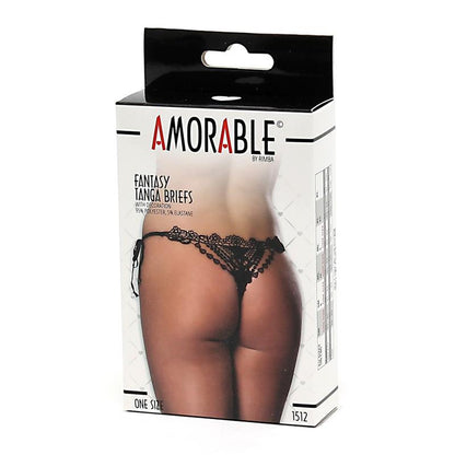 AMORABLE - TANGA FANTASIA NEGRO TALLA UNICA