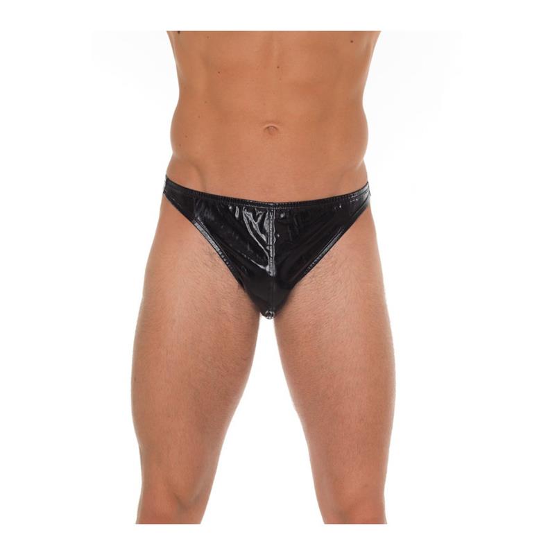 AMORABLE - TANGA NEGRO BRILLANTE TALLA ÚNICA