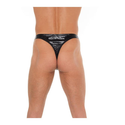 AMORABLE - TANGA NEGRO BRILLANTE TALLA ÚNICA